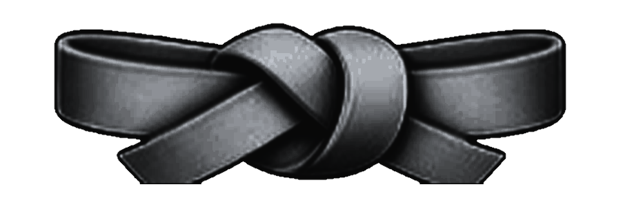 A black belt tied in a knot