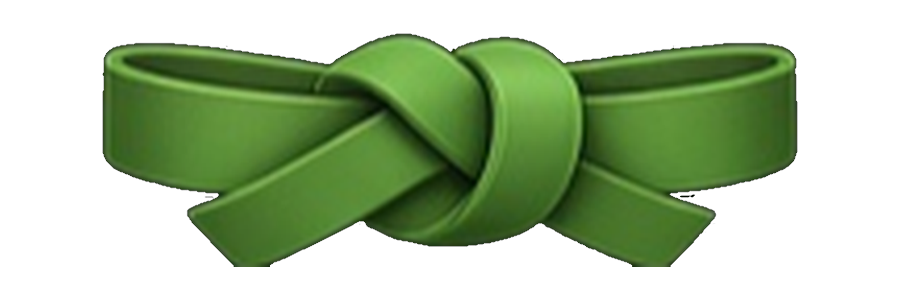 A green belt tied in a knot